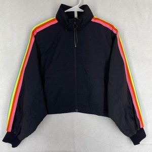 Fabletics Women's Full Zip Hoodie Windbreaker Jacket Boxy Cropped Black Size S